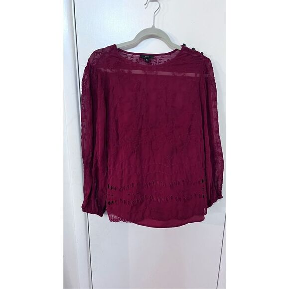 J CREW BURGUNDY LACE TOP W/ CAMI WOMENS SIZE XL - Picture 1 of 11
